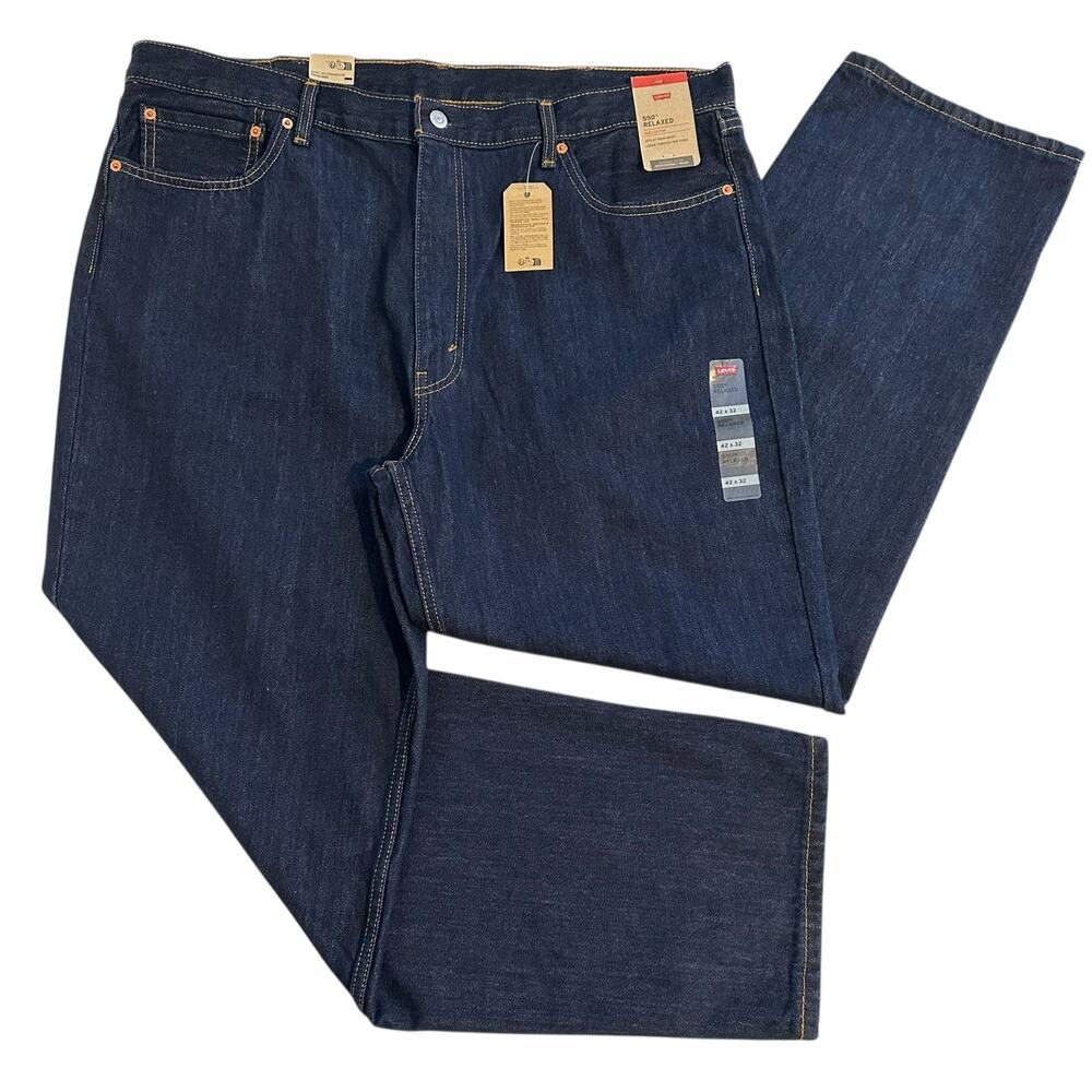 NWT Levi’s 550 Relaxed Dark Wash Blue Jeans 42x32